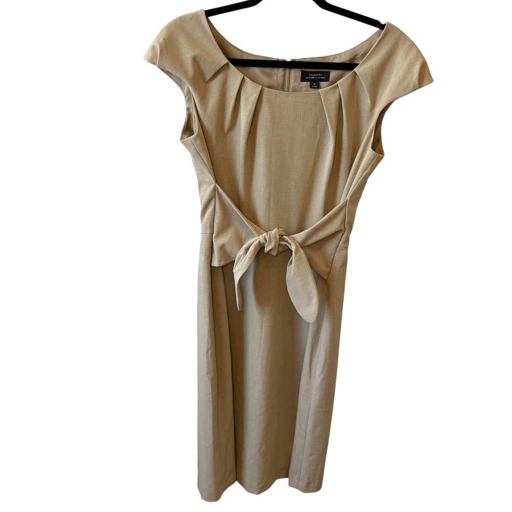 Tahari Arthur S. Levine Dress, Sleeveless, Beige, Career, Party,‎ Women's 8